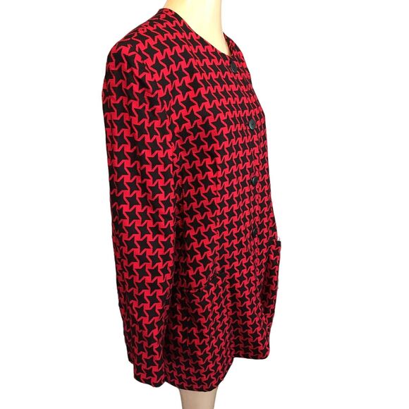80s 90s Vintage Black and Red Star Suit Jacket by Jacqueline Ferrer Size 14 - Picture 4 of 7